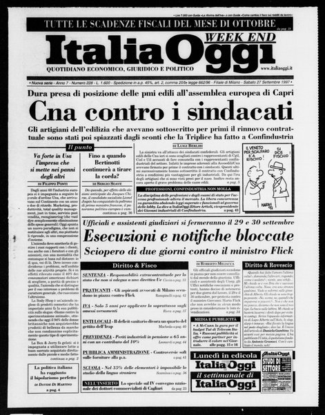 Italia oggi : quotidiano di economia finanza e politica